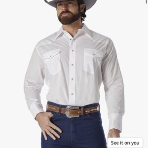 Men’s L white pearl snap button up.